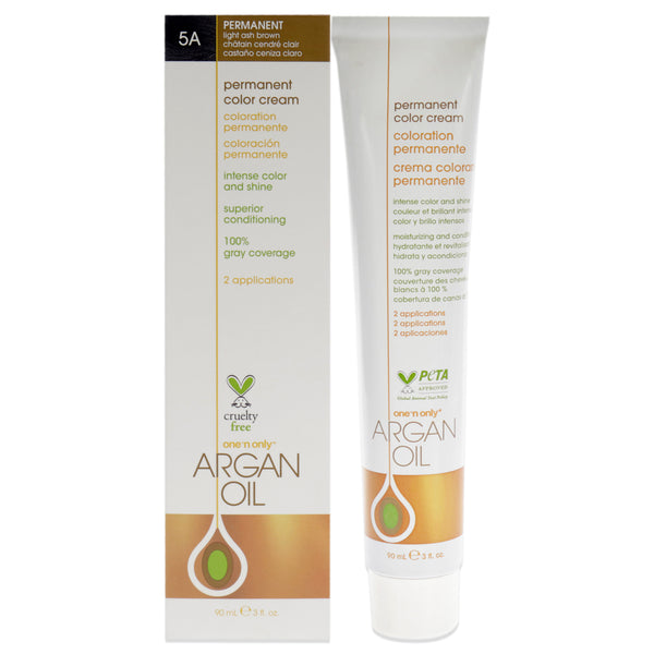 One n Only Argan Oil Permanent Color Cream - 5A Light Ash Brown by One n Only for Unisex - 3 oz Hair Color