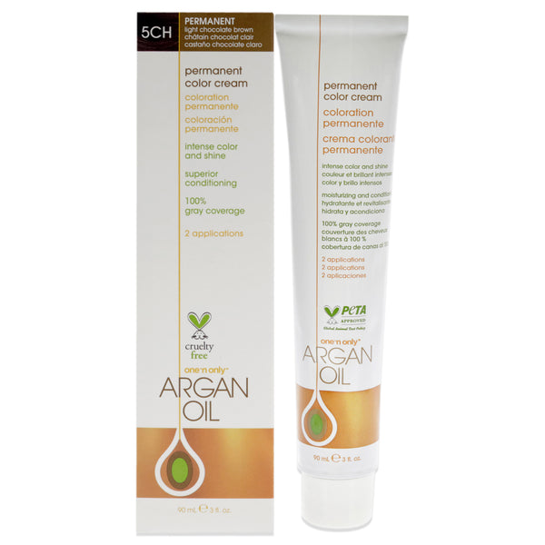 One n Only Argan Oil Permanent Color Cream - 5CH Light Chocolate Brown by One n Only for Unisex - 3 oz Hair Color