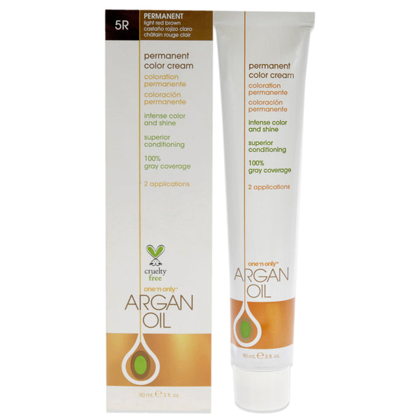 One n Only Argan Oil Permanent Color Cream - 5R Light Red Brown by One n Only for Unisex - 3 oz Hair Color