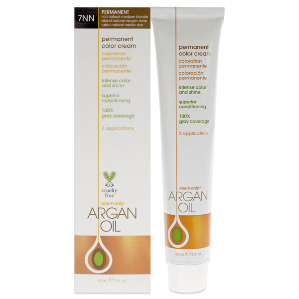 One n Only Argan Oil Permanent Color Cream - 7NN Rich Natural Medium Blonde by One n Only for Unisex - 3 oz Hair Color