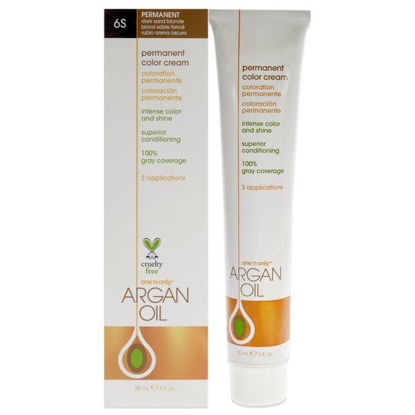 One n Only Argan Oil Permanent Color Cream - 6S Dark Sand Blonde by One n Only for Unisex - 3 oz Hair Color