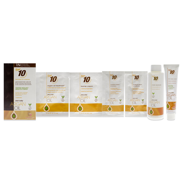 One n Only Argan Oil Fast 10 Permanent Hair Color Kit - 1N Natural Very Black by One n Only for Unisex - 1 Pc Hair Color