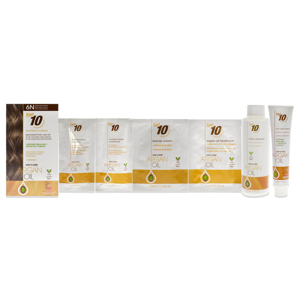 One n Only Argan Oil Fast 10 Permanent Hair Color Kit - 6N Natural Dark Blonde by One n Only for Unisex - 1 Pc Hair Color