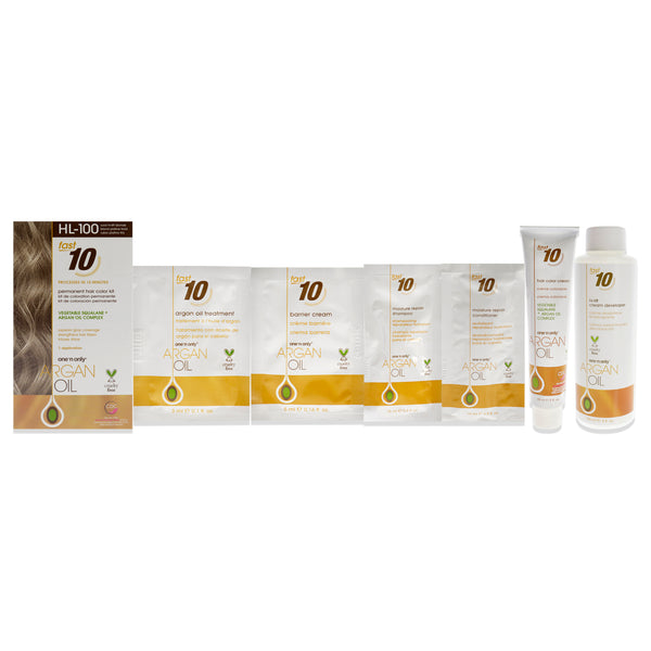 One n Only Argan Oil Fast 10 Permanent Hair Color Kit - HL-100 Cool Hi-Lift Blonde by One n Only for Unisex - 1 Pc Hair Color