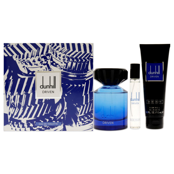 Alfred Dunhill Driven Blue by Alfred Dunhill for Men - 3 Pc Gift Set 3.4oz EDT Spray, 3oz Shower Gel, 0.15ml Travel Spray