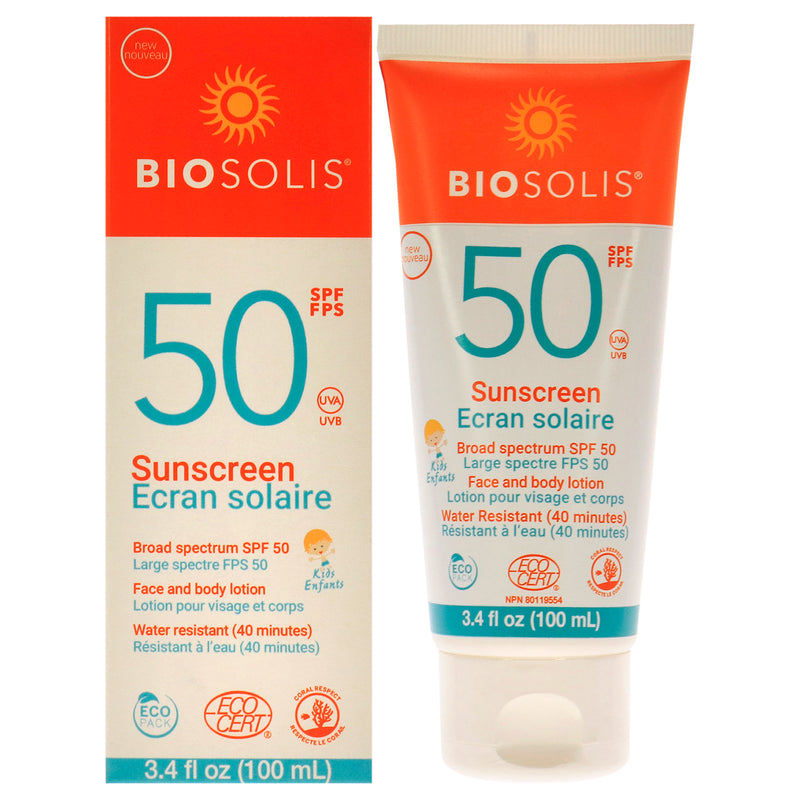 Biosolis Sunscreen Face and Body Lotion SPF 50 by Biosolis for Kids - 3.4 oz Sunscreen