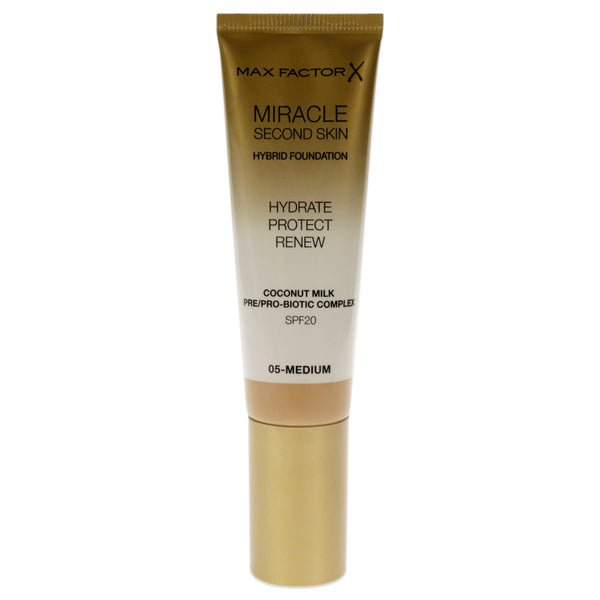 Max Factor Miracle Second Skin Foundation SPF 20 - 05 Medium by Max Factor for Women - 1.01 oz Foundation