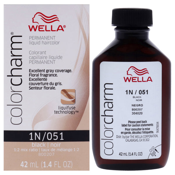 Wella Color Charm Permanent Liquid Hair Color - 1N 051 Black by Wella for Unisex - 1.42 oz Hair Color