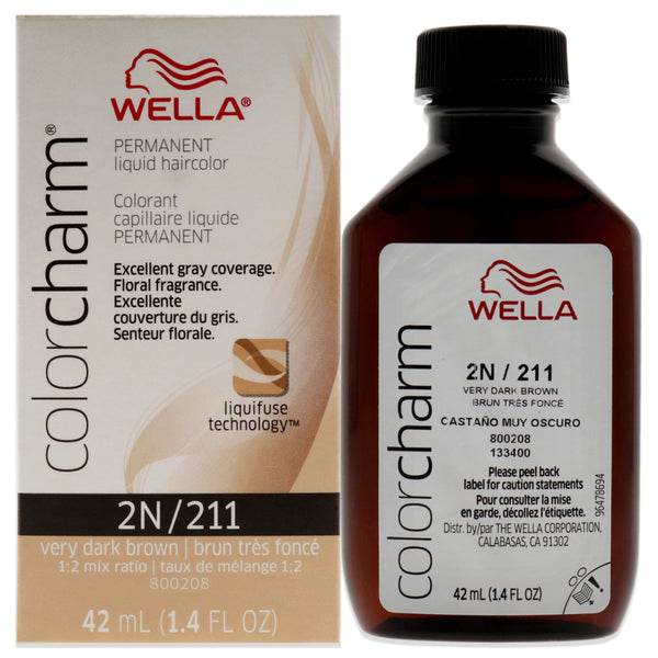 Wella Color Charm Permanent Liquid Hair Color - 2N Very Dark Brown by Wella for Unisex - 1.42 oz Hair Color