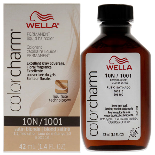 Wella Color Charm Permanent Liquid Hair Color - 1001 10N Satin Blonde by Wella for Unisex - 1.42 oz Hair Color