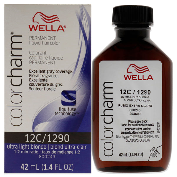 Wella Color Charm Permanent Liquid Hair Color - 1290 12C Ultra Light Blonde by Wella for Unisex - 1.42 oz Hair Color