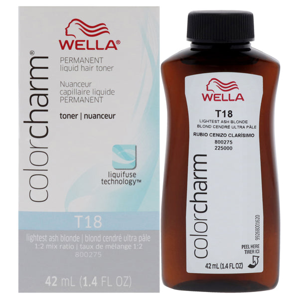 Wella Color Charm Permanent Liquid Toner - T18 Lightest Ash Blonde by Wella for Unisex - 1.4 oz Toner