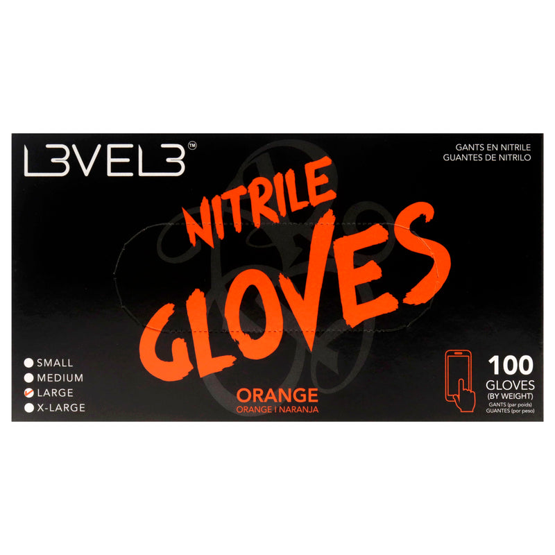 L3VEL3 Nitrile Gloves - Orange by L3VEL3 for Unisex - 100 Pc Gloves (L)