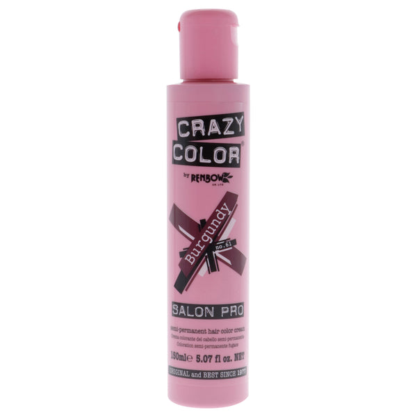 Crazy Color Crazy Color Salon Pro Semi Permanent Hair Color - 61 Burgundy by Crazy Color for Women - 5.07 oz Hair Color