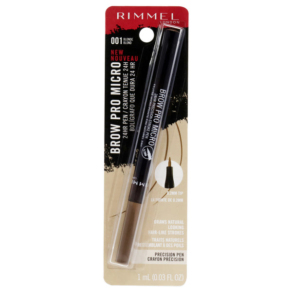 Rimmel London Brow Pro Micro Precison Pen - 001 Blonde by Rimmel London for Women - 0.03 oz Eyebrow Pencil