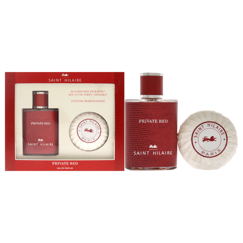 Saint Hilaire Private Red by Saint Hilaire for Men - 2 Pc Gift Set 3.3oz EDP Spray, 3.5oz Soap
