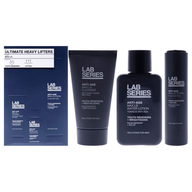 Lab Series Ultimate Heavy Lifters Set by Lab Series for Men - 3 Pc 1oz Anti Age Max LS Cleanser, 1oz Anti Age Max LS Water Lotion, 1.5oz Anti Age Max LS Lotion