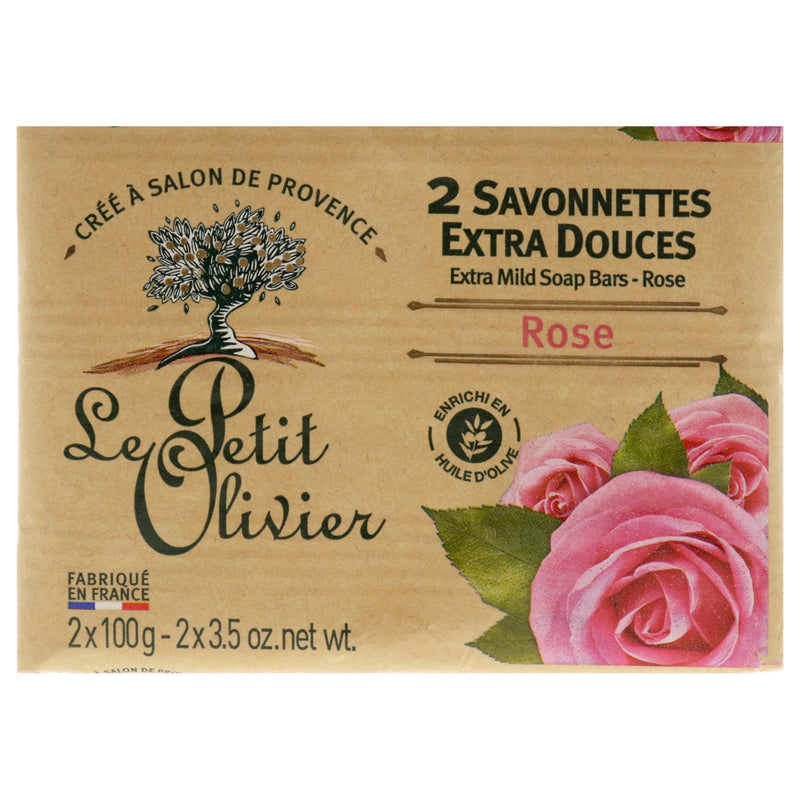 Le Petit Olivier Extra Mild Soaps - Rose by Le Petit Olivier for Women - 2 x 3.5 oz Soap