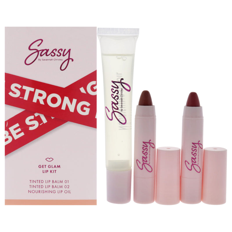 Sassy by Savannah Chrisley Breakup Collection Lip Kit - Get Glam by Sassy by Savannah Chrisley for Women - 3 Pc Nourishing Lip Oil, 2Pc Tinted Lip Balms