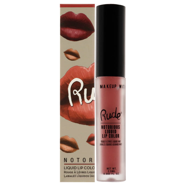 Rude Cosmetics Notorious Rich Long Liquid Lip Color - Sinister Villain by Rude Cosmetics for Women - 0.1 oz Lip Color