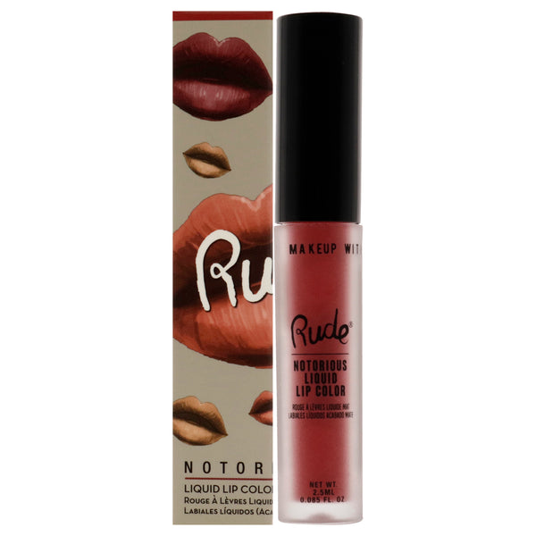 Rude Cosmetics Notorious Rich Long Liquid Lip Color - Radical Red by Rude Cosmetics for Women - 0.1 oz Lip Color