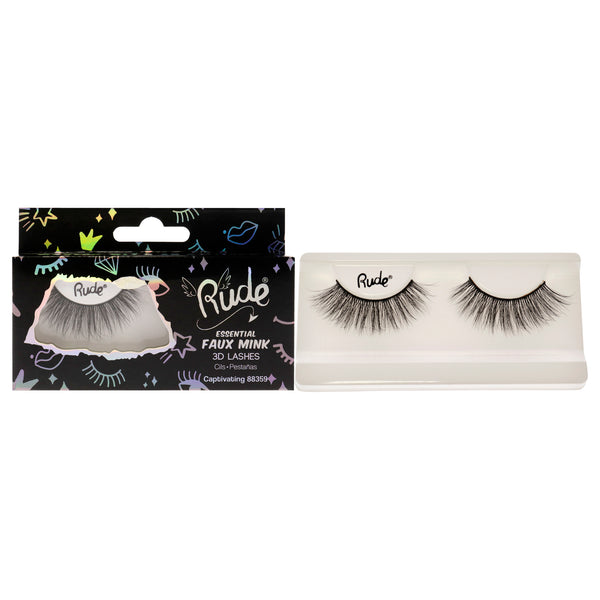 Rude Cosmetics Essential Faux Mink 3D Lashes - Captivating by Rude Cosmetics for Women - 1 Pc Pair