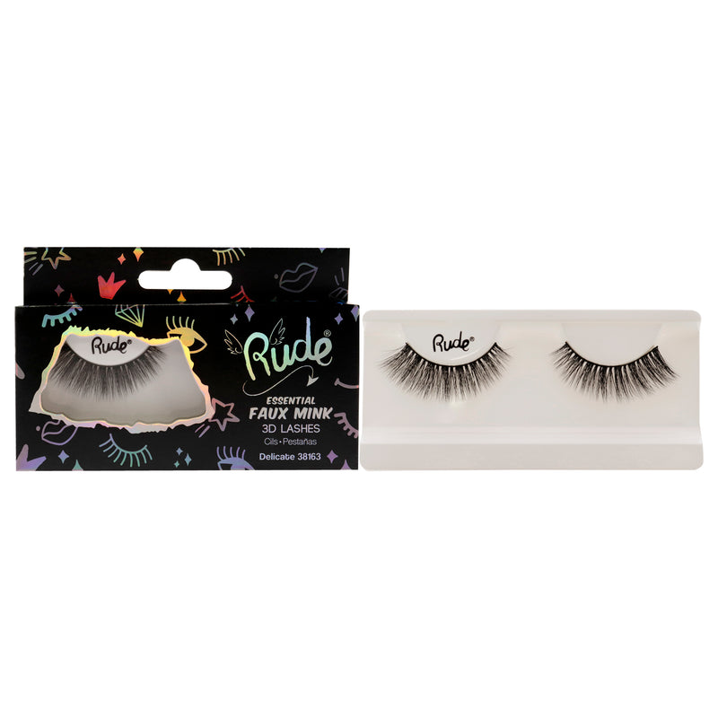 Rude Cosmetics Essential Faux Mink 3D Lashes - Delicate by Rude Cosmetics for Women - 1 Pc Pair