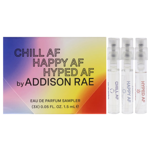 Addison Rae Addison Rae Set by Addison Rae for Women - 3 Pc Gift Set 0.05oz Chill Af EDP Spray, 0.05oz Happy Af EDP Spray, 0.05oz Hyped AF EDP Spray