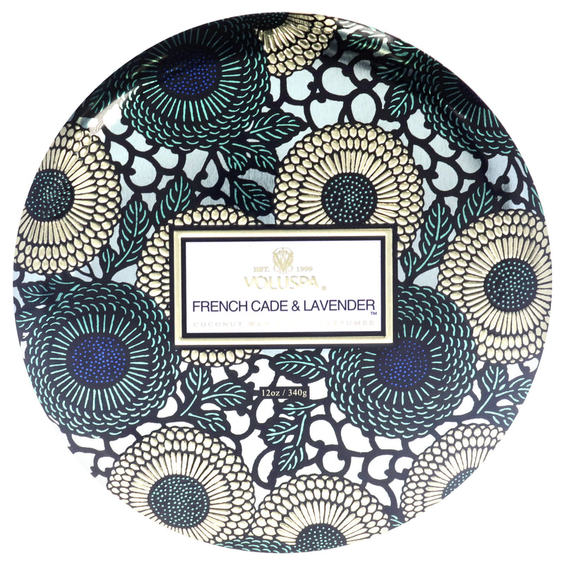 Voluspa 3 Wick Tin Candle - French Cade and Lavender by Voluspa for Unisex - 12 oz Candle