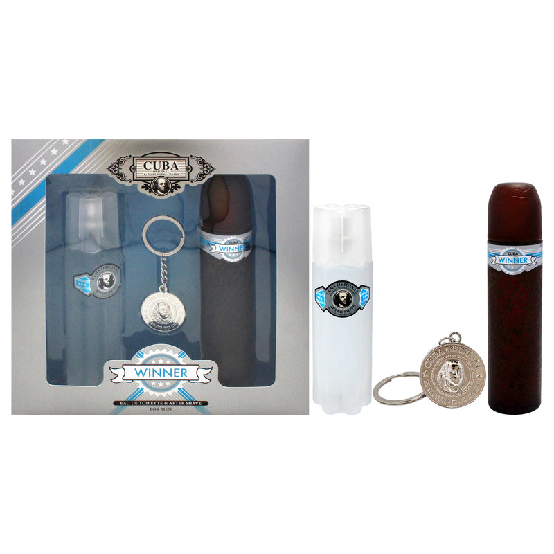 Cuba Cuba Winner by Cuba for Men - 3 Pc Gift Set 3.3oz EDT Spray, 3.3oz After Shave, Key Chain