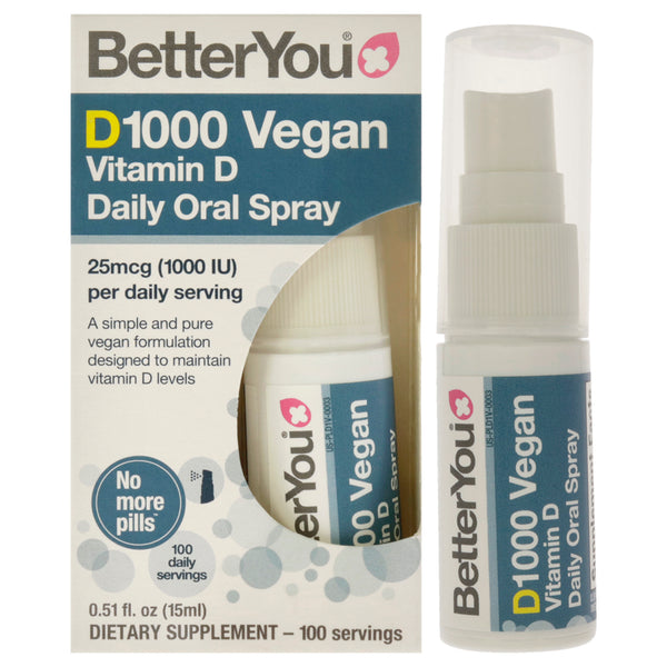 BetterYou D1000 Vegan Vitamin D Oral Spray by BetterYou for Unisex - 0.5 oz Spray