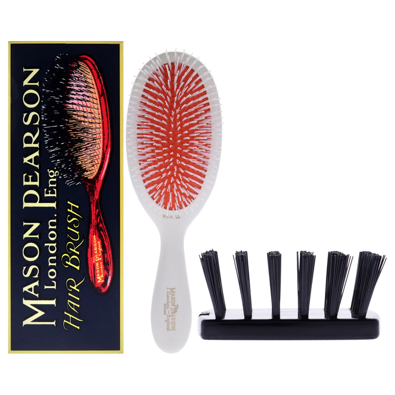 Mason Pearson Pocket Gentle Nylon Brush - NG2 Ivory White by Mason Pearson for Unisex - 2 Pc Hair Brush, Cleaning Brush