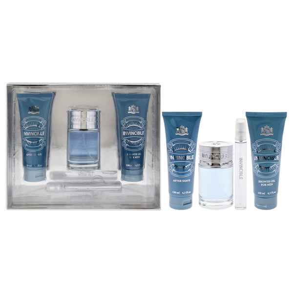 New Brand Invincible by New Brand for Men - 4 Pc Gift Set 3.3oz EDT Spray, 0.5oz EDT Spray, 4.3oz After Shave, 4.3oz Shower Gel