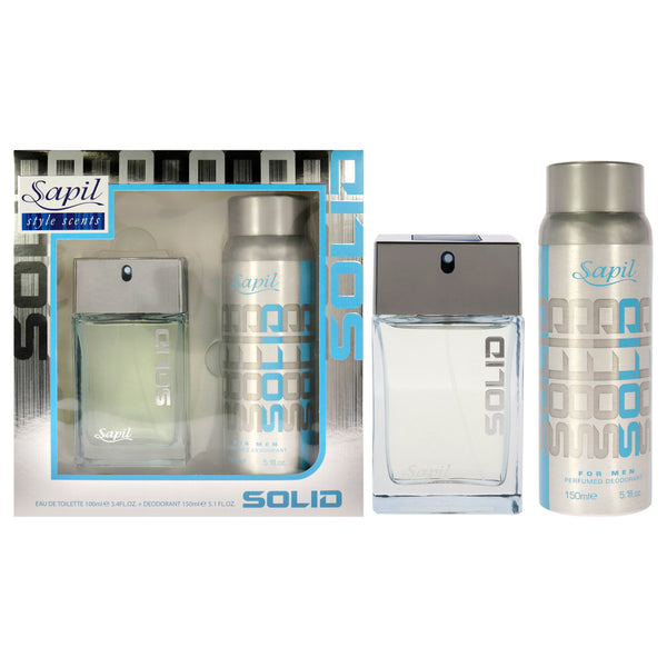 Sapil Solid Blue by Sapil for Men - 2 Pc Gift Set 3.4oz EDT Spray, 5.1oz Deodorant Spray