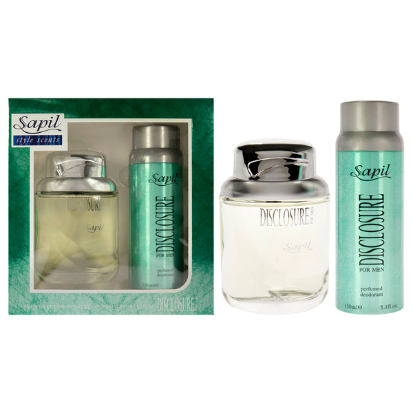 Sapil Disclosure by Sapil for Men - 2 Pc Gift Set 3.4oz EDT Spray, 5.1oz Deodorant Spray