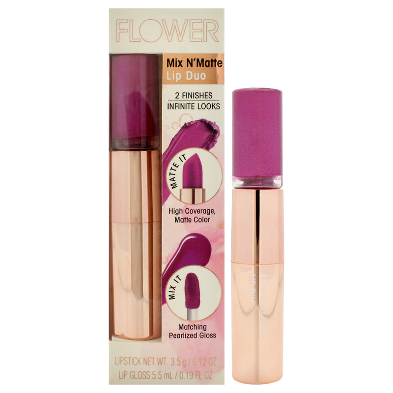 Flower Beauty Mix N Matte Lip Duo - LD5 Violet Vixen by Flower Beauty for Women - 0.19 oz Lipstick