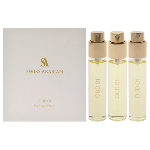 Swiss Arabian Oud 01 by Swiss Arabian for Unisex - 3 Pc Mini Gift Set 3 x 1oz EDP Spray (Refill)