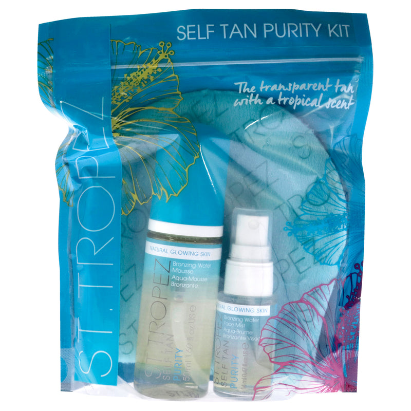 St. Tropez Self Tan Purity Kit by St. Tropez for Unisex - 3 Pc 1.69oz Bronzing Water Mousse, 0.47oz Bronzing Water Face Mist, Velvet Mitt