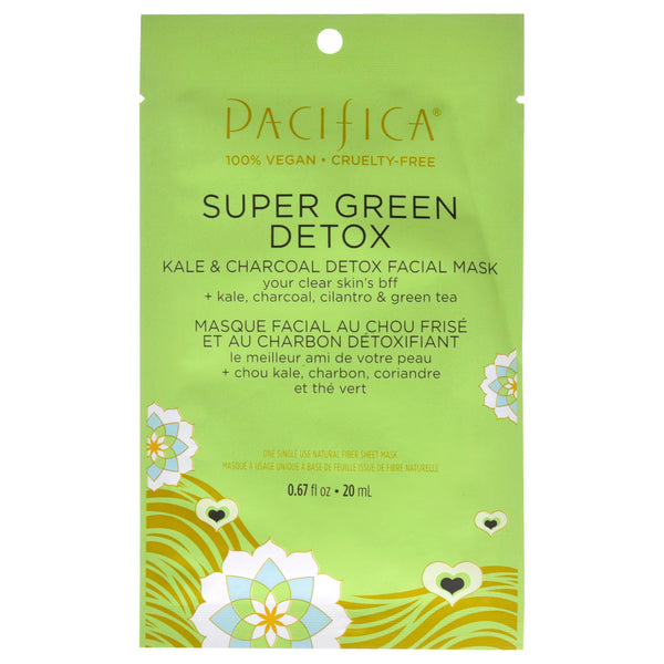 Pacifica Super Green Detox Kale and Charcoal Detox Facial Mask by Pacifica for Unisex - 0.67 oz Mask