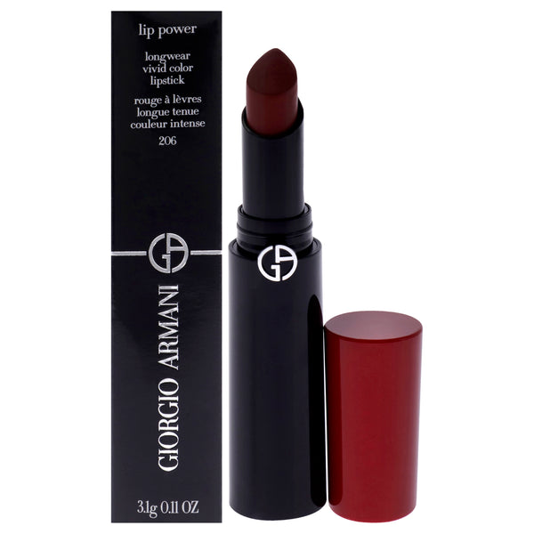 Giorgio Armani Lip Power Longwear Vivid Color Lipstick - 206 Cedar by Giorgio Armani for Women - 0.11 oz Lipstick