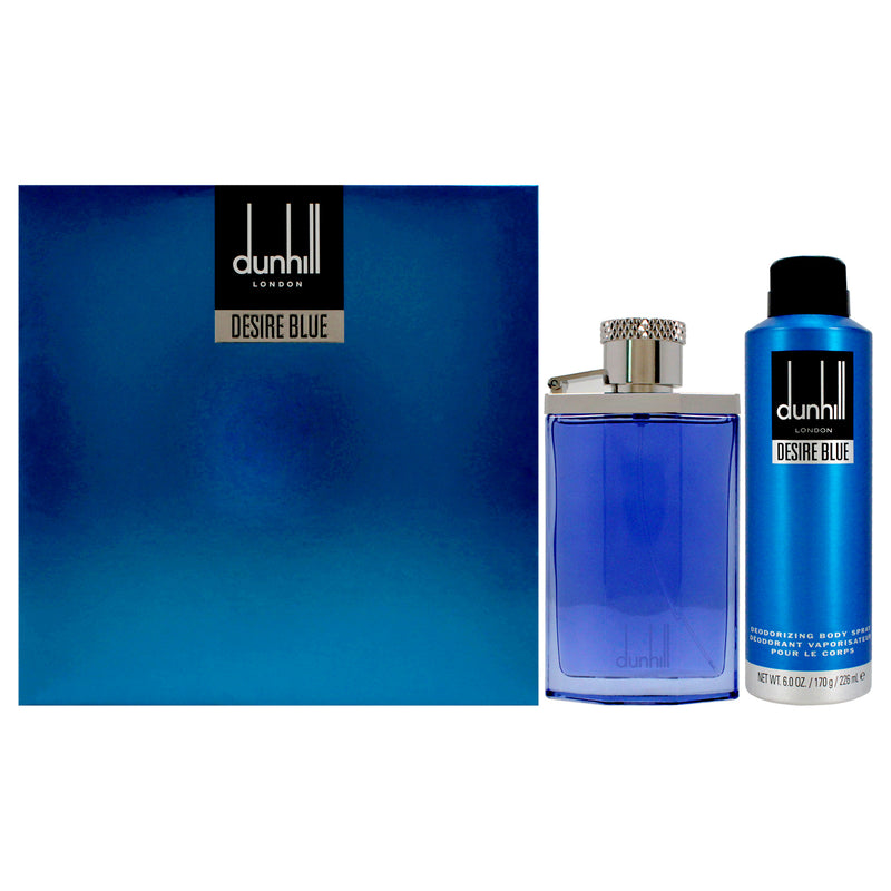 Alfred Dunhill Desire Blue by Alfred Dunhill for Men - 2 Pc Gift Set 3.4oz EDT Spray, 6oz Deodorant Spray