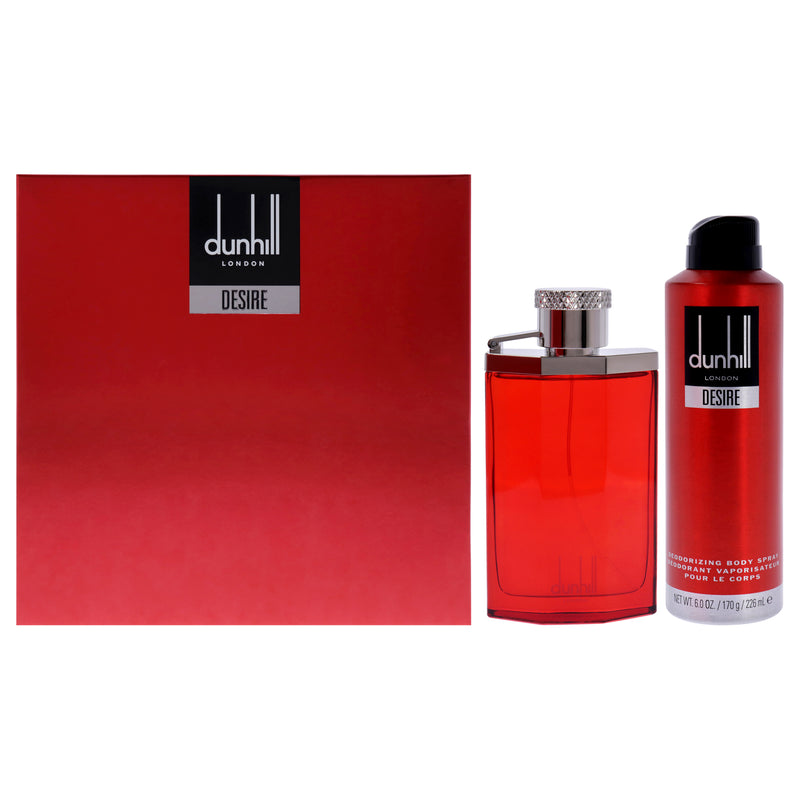 Alfred Dunhill Desire Red by Alfred Dunhill for Men - 2 Pc Gift Set 3.4oz EDT Spray, 6oz Deodorant Spray
