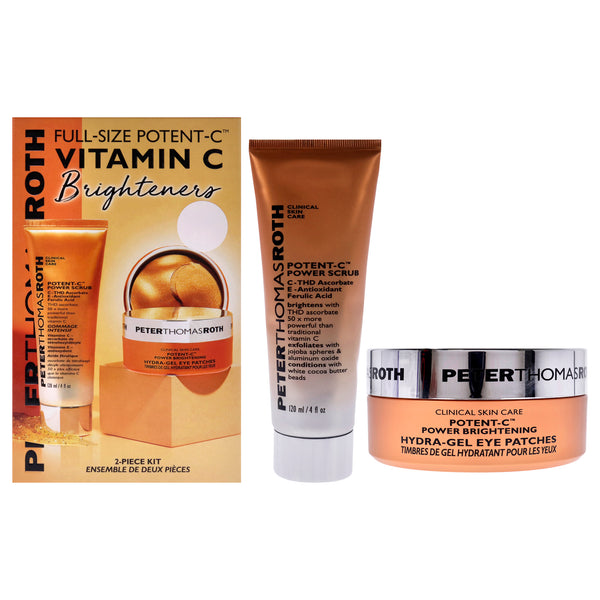 Peter Thomas Roth Potent-C Vitamin C Brighteners by Peter Thomas Roth for Women - 2 Pc 4oz Potent-C Power Scrub, 60 Potent-C Power Brightening Hidra-Gel Eye Patches