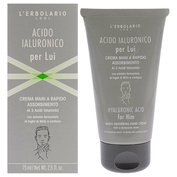 LErbolario Hyaluronic Acid Quick-Absorbing Hand Cream by LErbolario for Men - 2.5 oz Cream