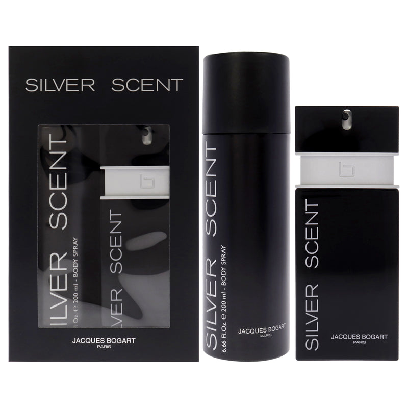Jacques Bogart Silver Scent by Jacques Bogart for Men - 2 Pc Gift Set 3.33oz EDT Spray, 6.66oz Body Spray
