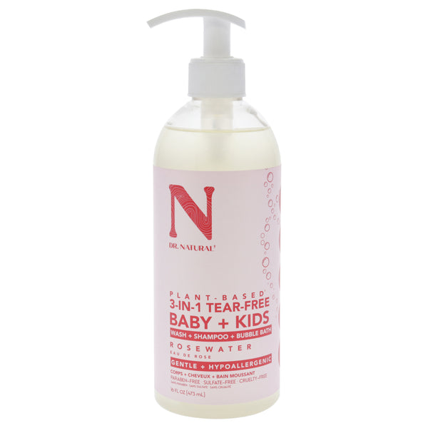 Dr. Natural 3-in-1 Tear-Free Baby Plus Kids Soap - Rosewater by Dr. Natural for Kids - 16 oz Soap