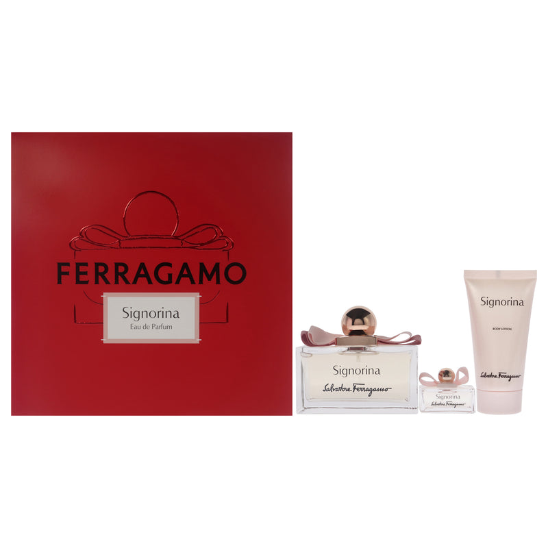 Salvatore Ferragamo Signorina by Salvatore Ferragamo for Women - 3 Pc Gift Set 3.4oz EDP Spray, 0.17oz EDP Spray, 1.7oz Body Lotion