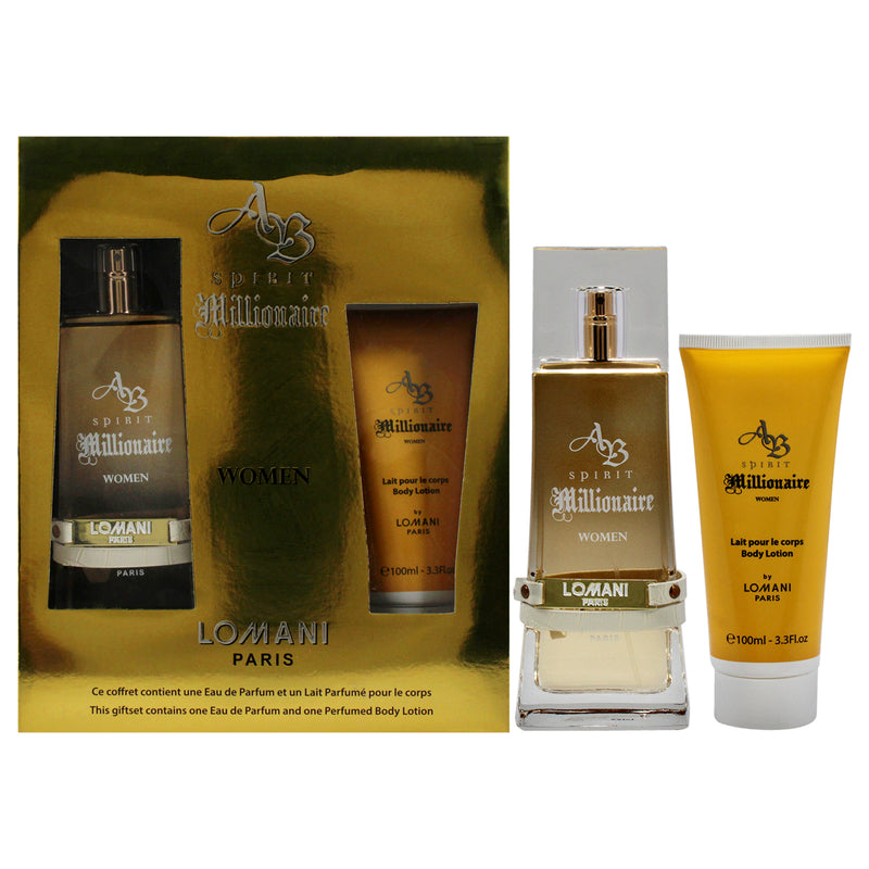 Lomani AB Spirit Millionaire by Lomani for Women - 2 Pc Gift Set 3.3oz EDP Spray, 3.3oz Body Lotion