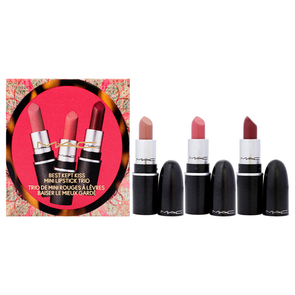 MAC Best Kept Kiss Mini Lipstick Trio by MAC for Women - 3 Pc 0.05oz Matte Lipstick - Vintaje Velvet Teddy, 0.05oz Matte Lipstick - Picture This, 0.05oz Matte Lipstick - Swig of Twig