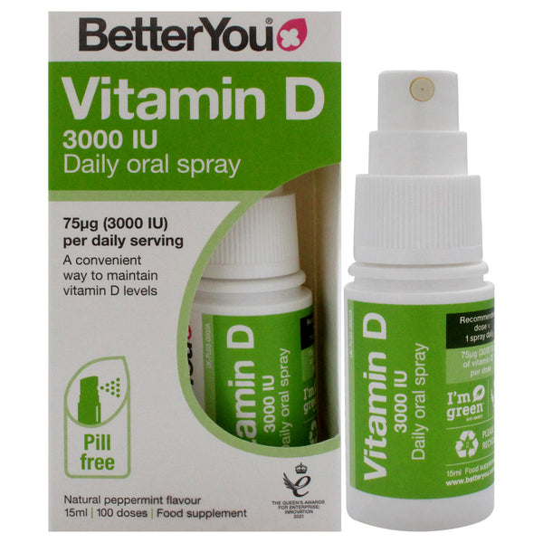 BetterYou Vitamin D 3000 IU Daily Oral Spray by BetterYou for Unisex - 0.51 oz Spray